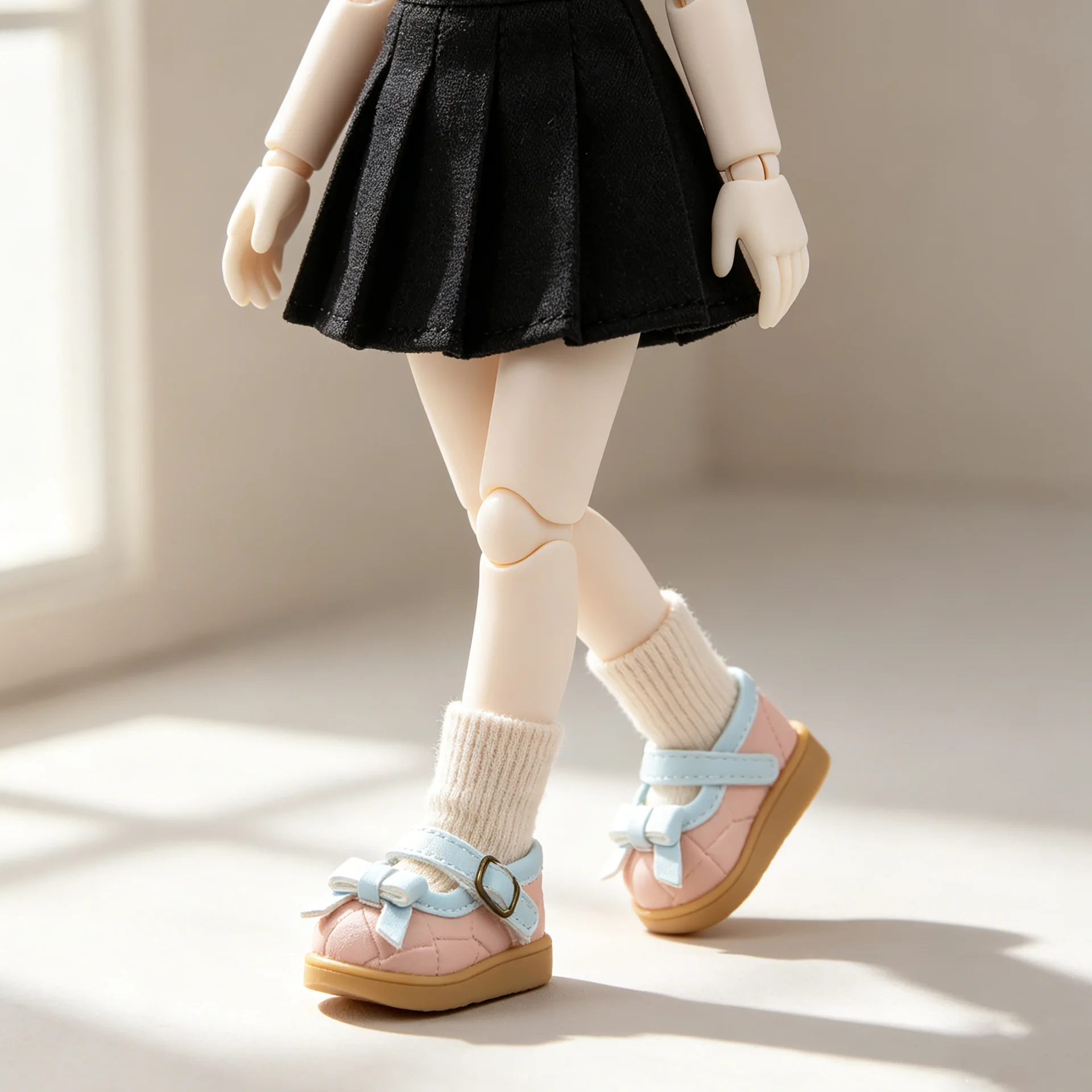 Simple Cute Doll Leather Shoes Bow-Decorated Sandals Multiple Styles Available for Collectors And Kids