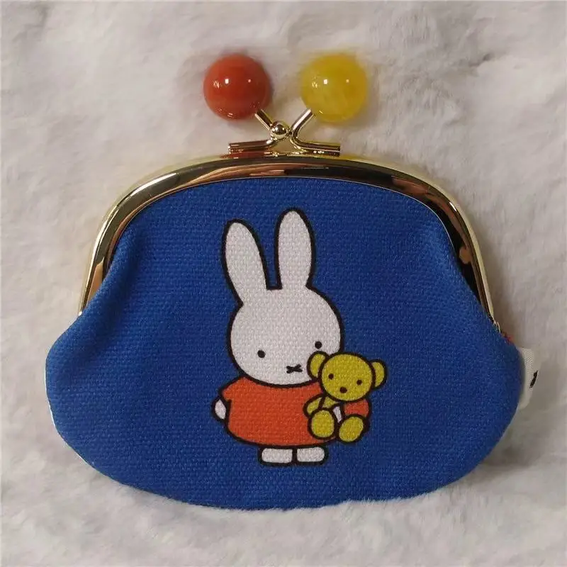 Miffy coelho kawaii dos desenhos animados moeda carteira bonito anime saco de armazenamento de maquiagem doce pequeno requintado saco portátil presente para meninas