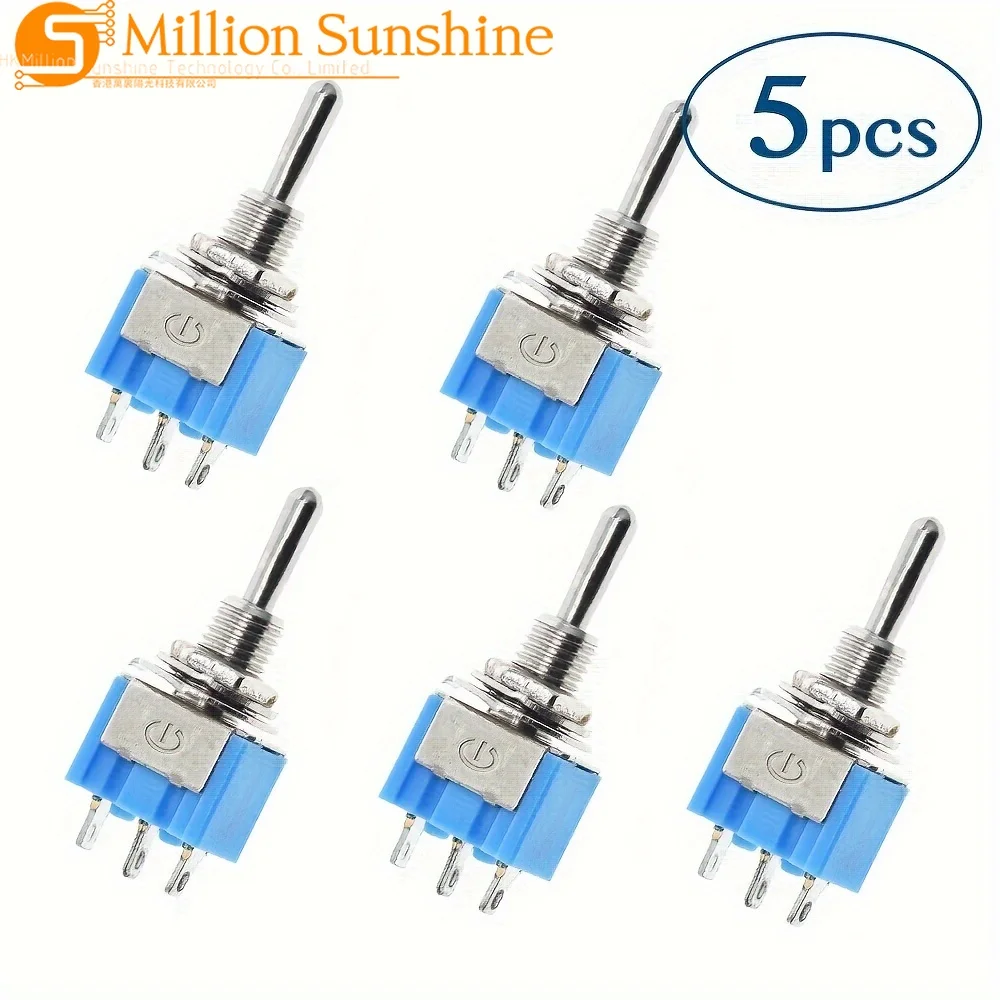 5PCS 6A/125V 3A/250V ON/Off/ON 3 Terminals 3 Position SPDT Toggle Switch Single Joint MTS-103