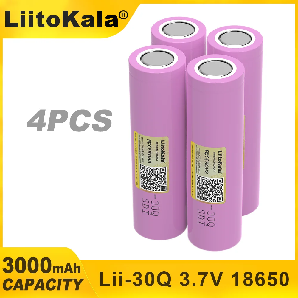 1-9PCS LiitoKala Lii-30Q 3.7V 18650 3000mAh Li-ion Rechargeable Battery For Flashlight Power Tools