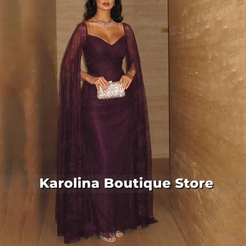 Vestido de noche morado uva, vestidos de noche personalizados con escote en forma de corazón y hombros descubiertos, vestidos de fiesta hasta el suelo de sirena de encaje