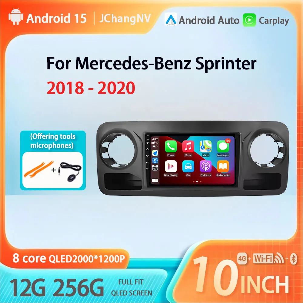 

10 Inch For Mercedes-Benz Sprinter 2018 - 2020 Carplay Android 15 Car Radio Multimedia Video Player Navigation 4G GPS Bluetooth