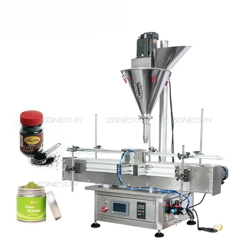 Máquina de llenado de polvo de proteína seca, llenadora de leche en polvo acrílica de café en polvo de pimienta sinfín de botella pequeña completamente automática