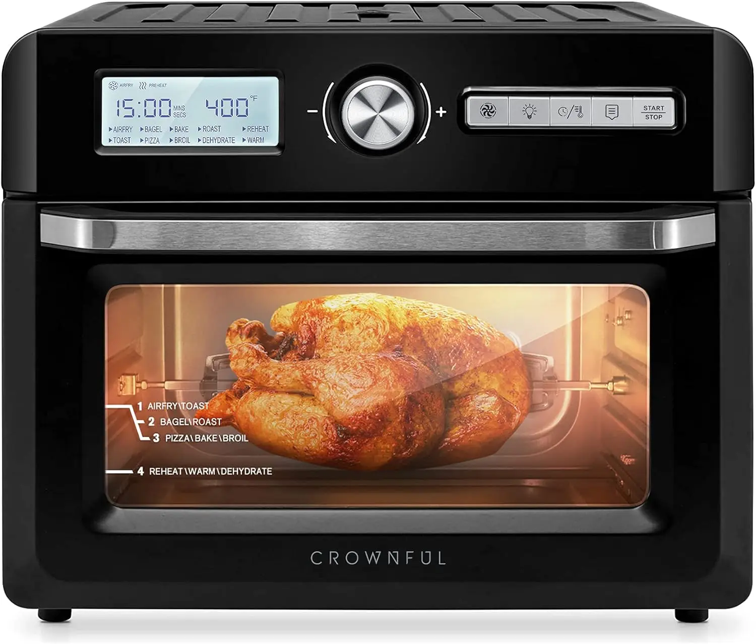 19 Quart Air Fryer Toaster Oven, Convection Roaster with Rotisserie & Dehydrator, 10-in-1 Countertop Oven, Original Rec