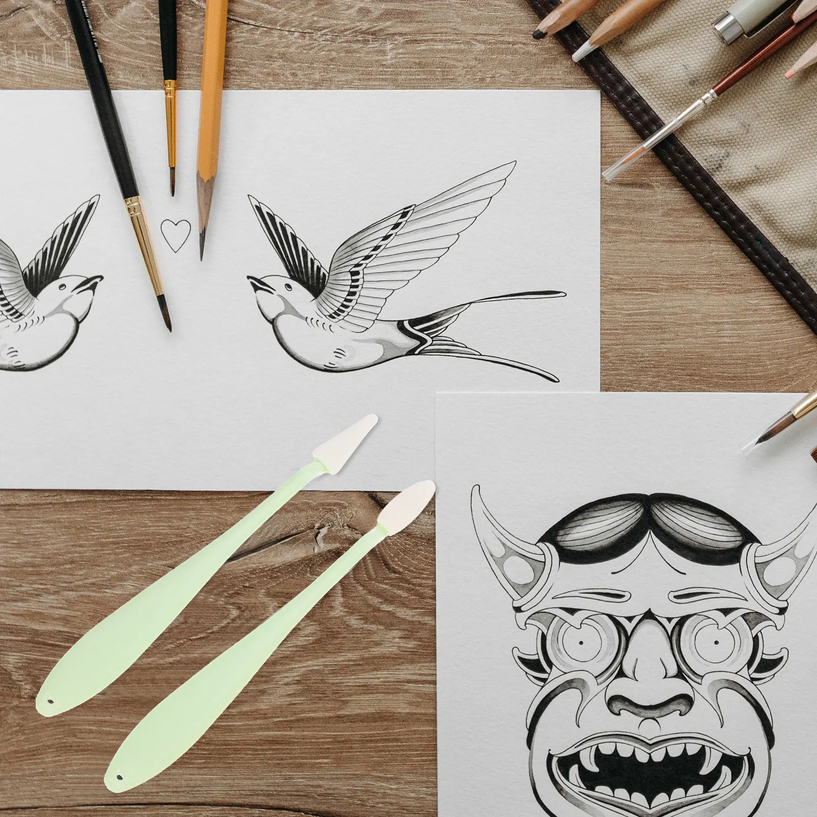 مجموعة خلاطات رسم مكونة من 4 قطع، ممحاة معقودة، تتضمن خلاطات فنية محمولة لمسح اللطخة، هدية رائعة للرسم #2