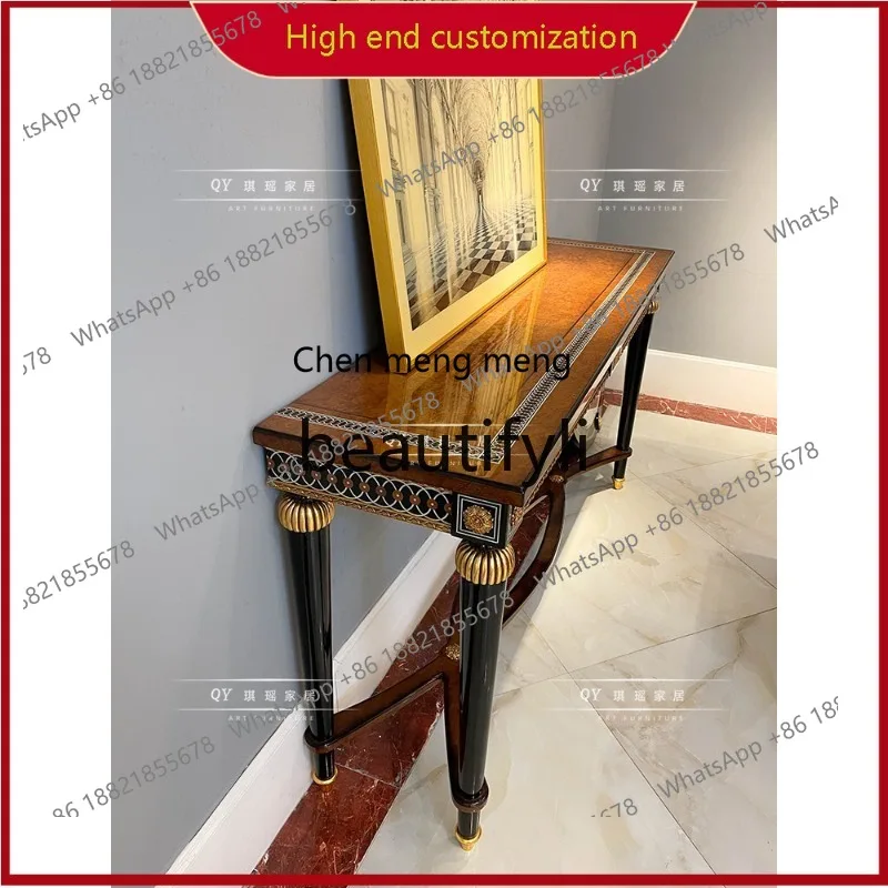 A32 French luxury entrance table solid wood shell parquet table decoration sofa back few