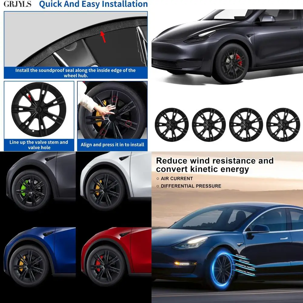 

Wheel Covers for Tesla Model Y Wheel Covers, 19 Inch Wheel Cover Hubcaps Compatible with Tesla Model Y 2024 2023 2022 2021 Black