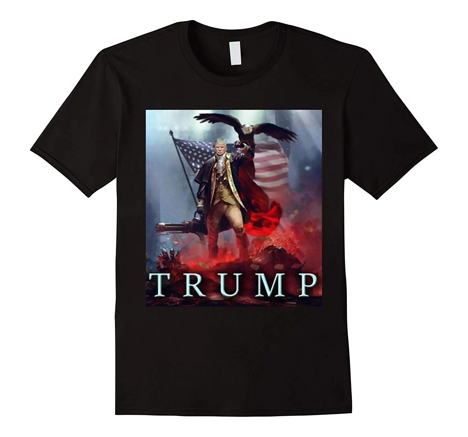 Funny Patriotic Bald Eagle President Trump T-Shirt 100% Cotton O-Neck Summer Short Sleeve Casual Mens T-shirt Size S-3XL