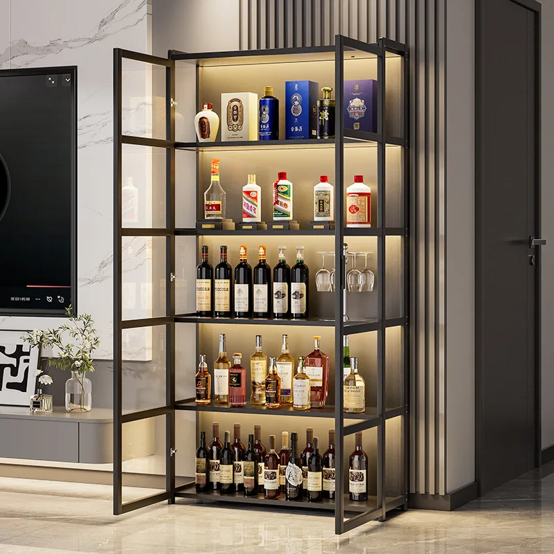 

With lock wine cabinet integrated cabinet against the wall locker with its own light bar household living room wine display cabi