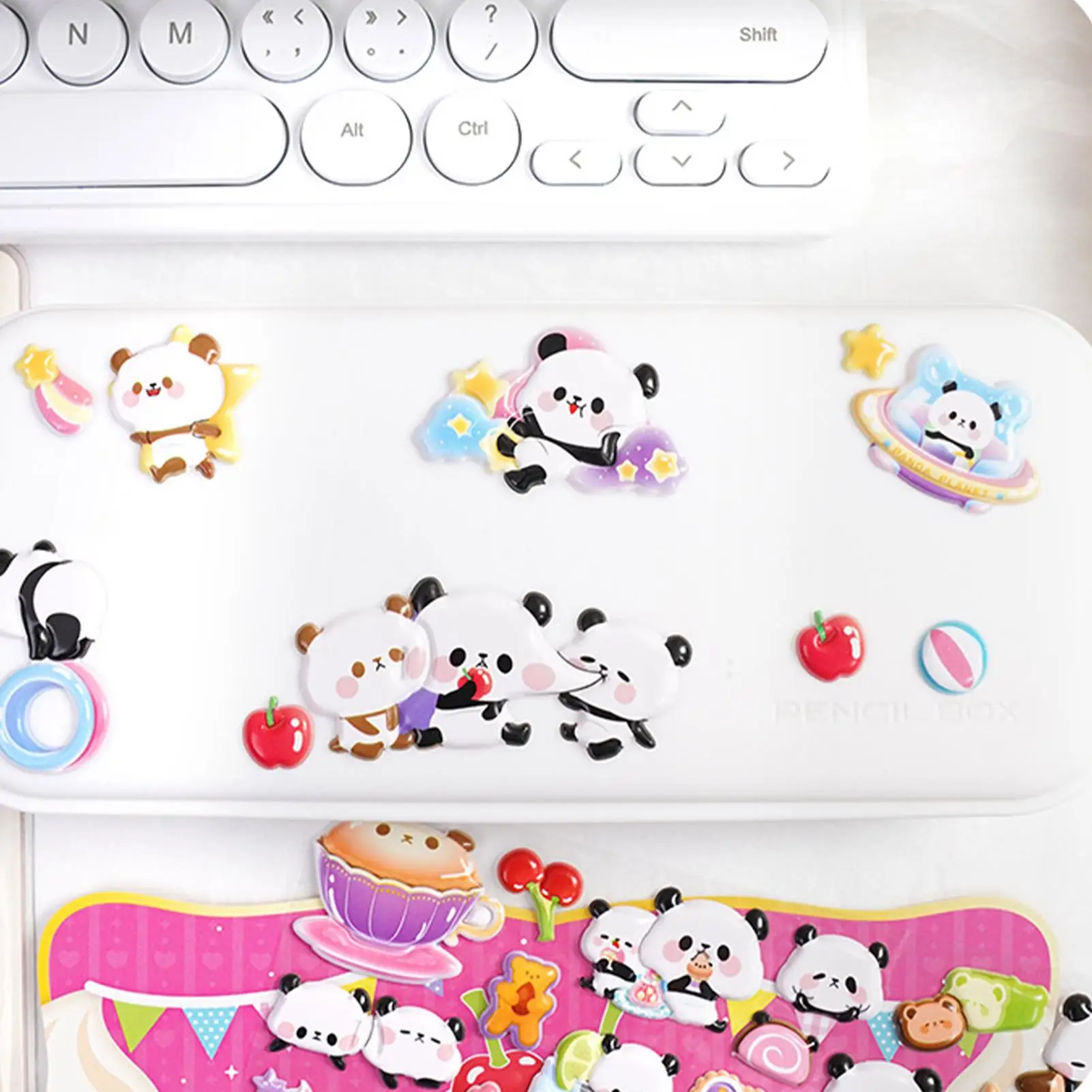 3D Stickers Cute Panda Relief Stickers 2 Pieces Scrapbook Puffy Decals for Phone Case Notebook Scrapbooking Journal Planner