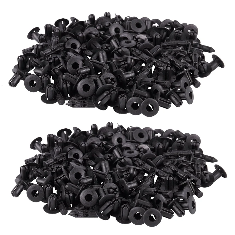 200Pcs Car Molding Door Fender 5Mm Hole Plastic Rivets Fixing Black.