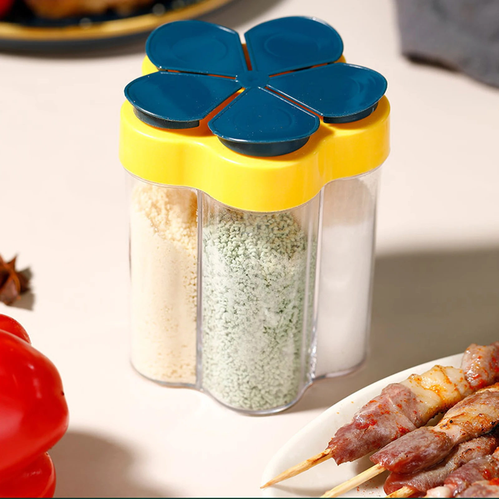 

Spice Jar Multi-Function Seasoning Box Household Condiment Container Airtight Divided Compartments Lightweight for Home