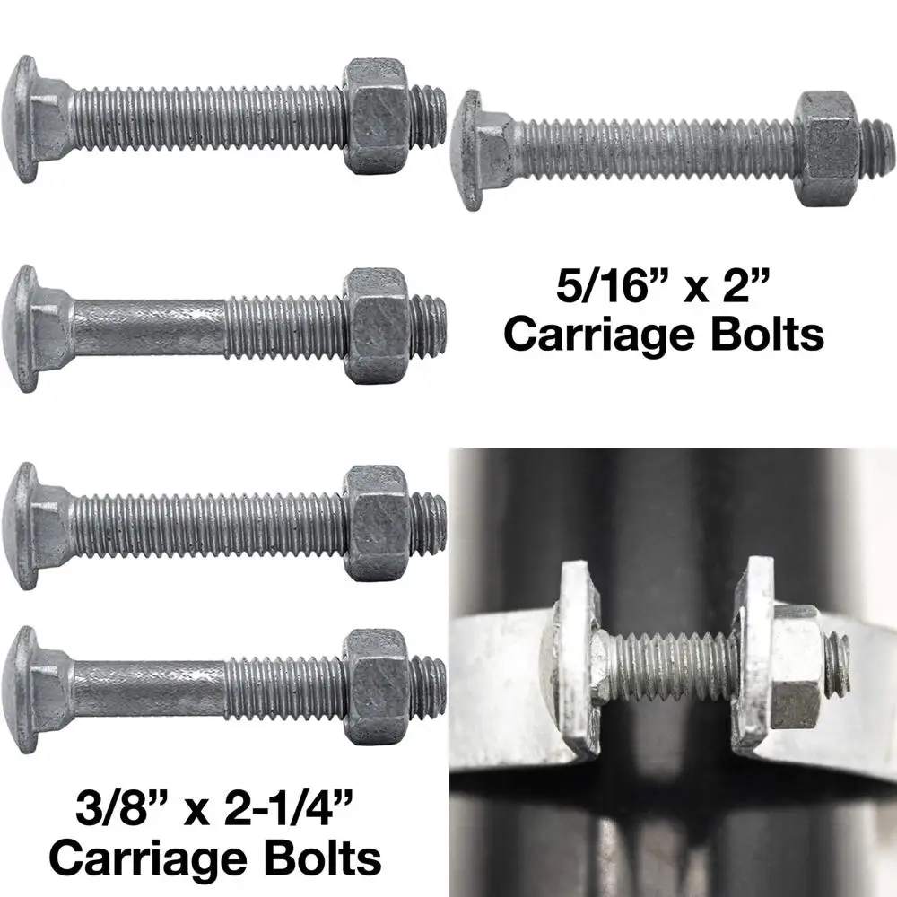 

Galvanized Coarse Thread Carriage Bolts 3/8-16 x 2-1/4 Inch, 100 Pack, Bulk, 2.25 Inch Long with Nuts - Heavy Duty Fasteners
