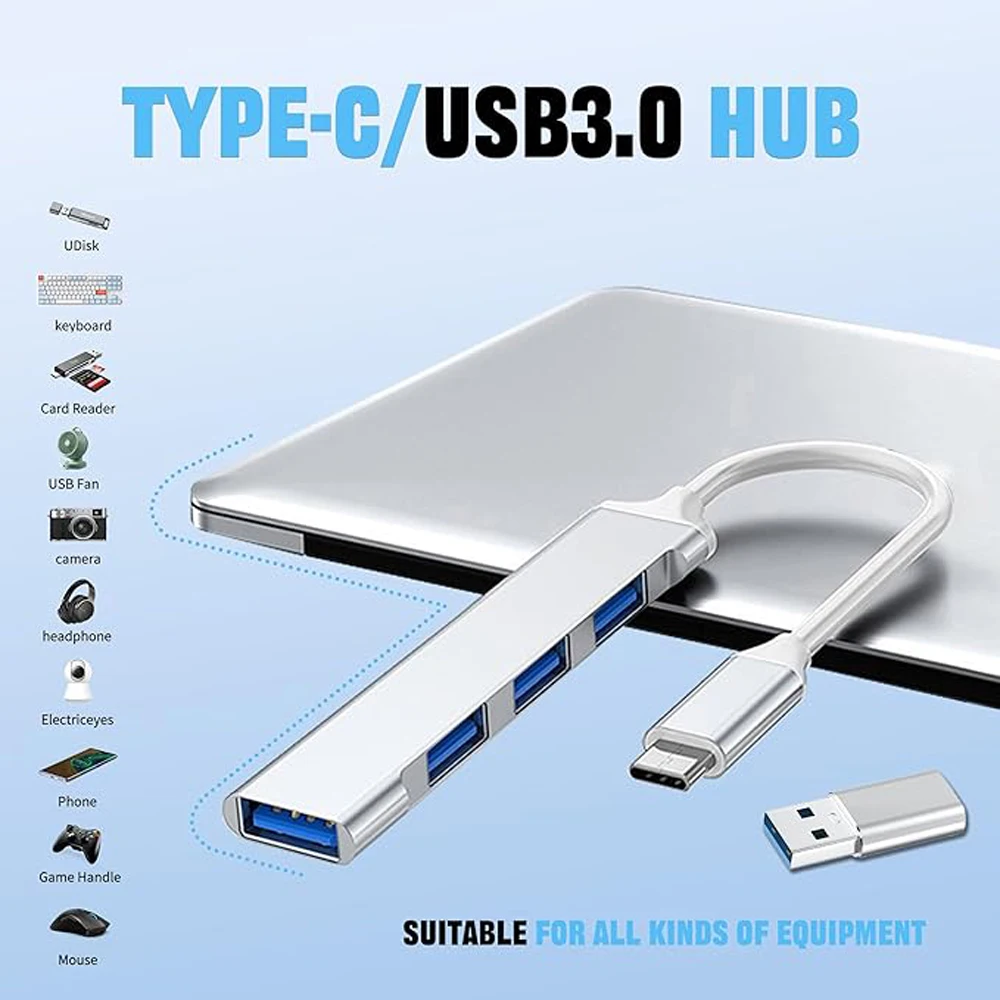 4-IN-1 USB3.0 2.0 HUB ناقل حركة عالي السرعة TYPE-C HUB مقسم متعدد الوظائف مناسب لشاومي وسامسونج وهواوي #5