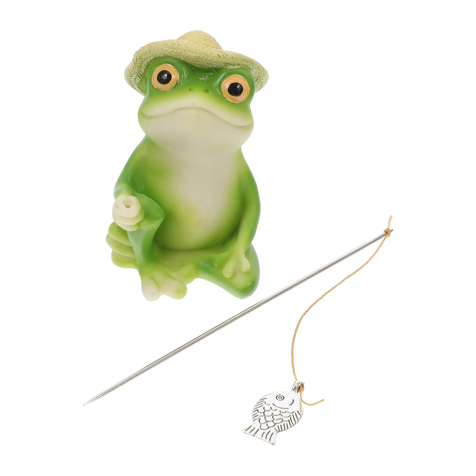 Frog Landscape Sculpture Resin Outdoor Garden Pond Rockery Decor Lifelike Animal Statue Weather Resistant Fishing Pose