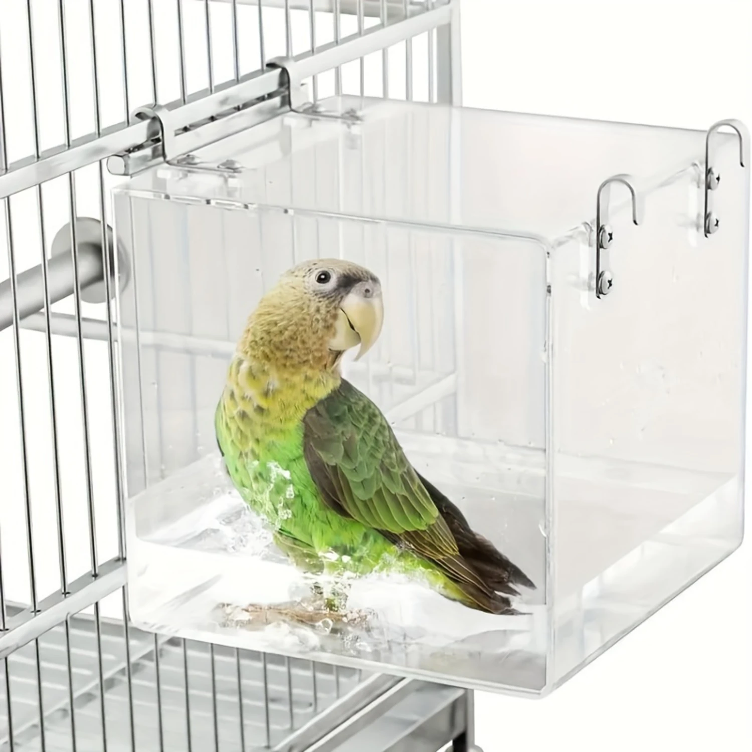 

Acrylic Parrot Bath Basin - Square Cage Bath Box for Bird Supplies and Easy Bathing