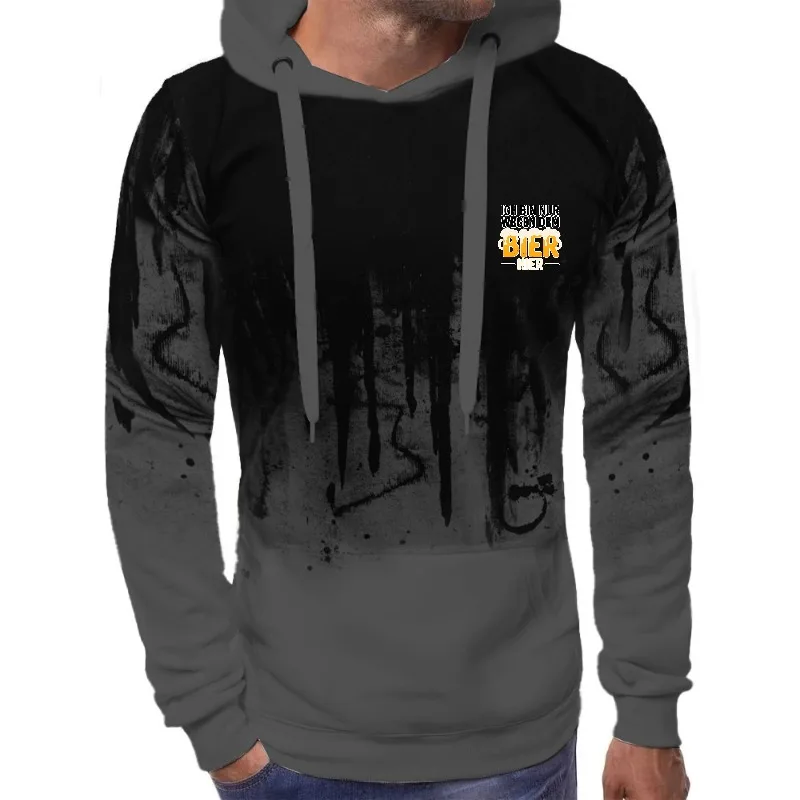 Sudadera con capucha para hombre verde oliva Bier cerveza estampado ropa de calle informal ropa de fiesta