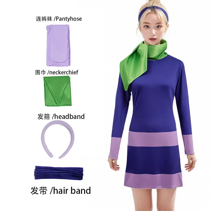 ملابس دافني بليك التأثيرية للنساء Volwassen Meisjes للهالوين كرنفال باك رولينسبيل