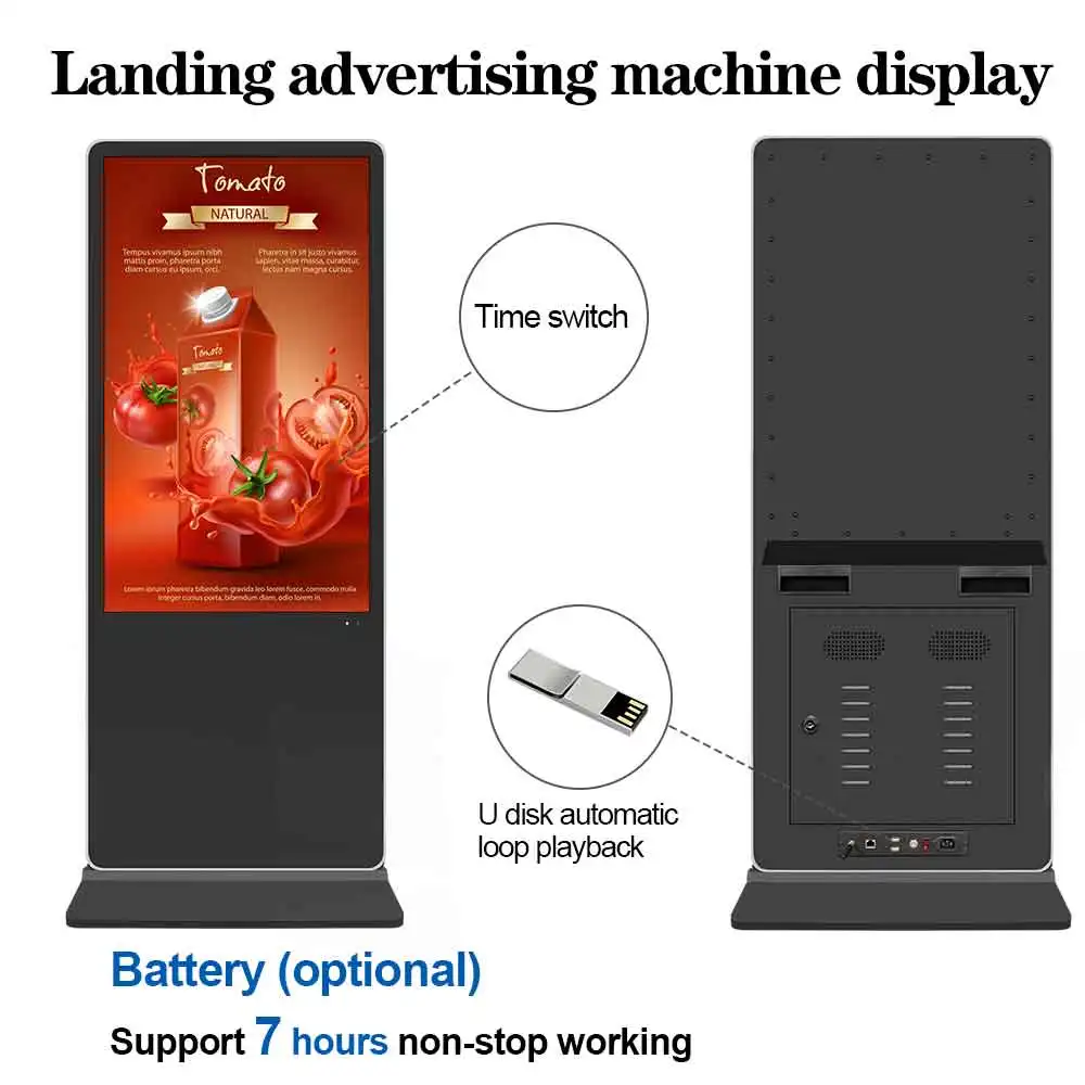 

VETO 32 43 49 55 Inch Indoor Floor Standing Digital Signage Android Vertical Totem Kiosk Media Player LCD Ad Screen on Stand