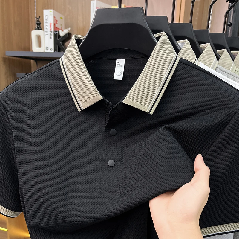 Summer Premium Breathable Men's Polo – Business Casual Short-Sleeve Cool-to-Touch Fabric with Clean Minimalist Design