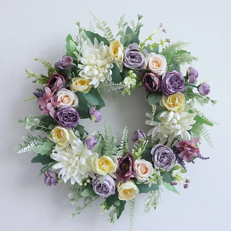

European Peony Wreath Wall Decoration Rose Wreath Spring and Summer Simulation Four Seasons Home Decoration