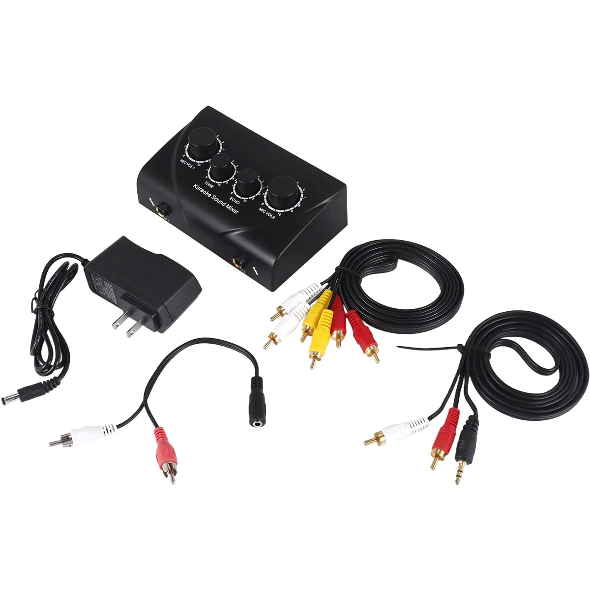 

Portable Dual Mic Inputs Audio Sound Mixer For Amplifier & Microphone Karaoke Ok Mixer Black Us Plug