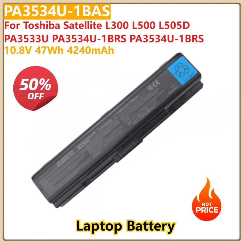 

Аккумулятор для ноутбука 10,8 В 47 Втч 4240 мАч PA3534U-1BAS для Toshiba Satellite L300 L500 L505D PA3533U PA3534U-1BRS PA3534U-1BRS