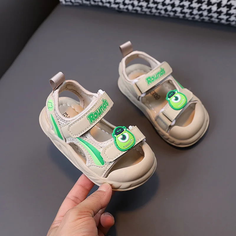 Summer New Boys' Closed Toe Anti-Kick Sandals Girls' Cartoon Beach Non-Slip Soft Bottom Toddler Shoes