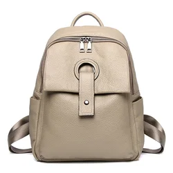 2024 Leisure Travel Backpack Women's Genuine Leather Cowhide Fashion Large Capacity Backpack