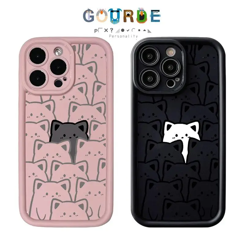 Gourde Unique Cute Casing Cartoon Cat Pattern Phone Case for Iphone 16 15 14 12 13 11 Pro Max IP 7 8 Plus Iphon X XS XR Xs Max