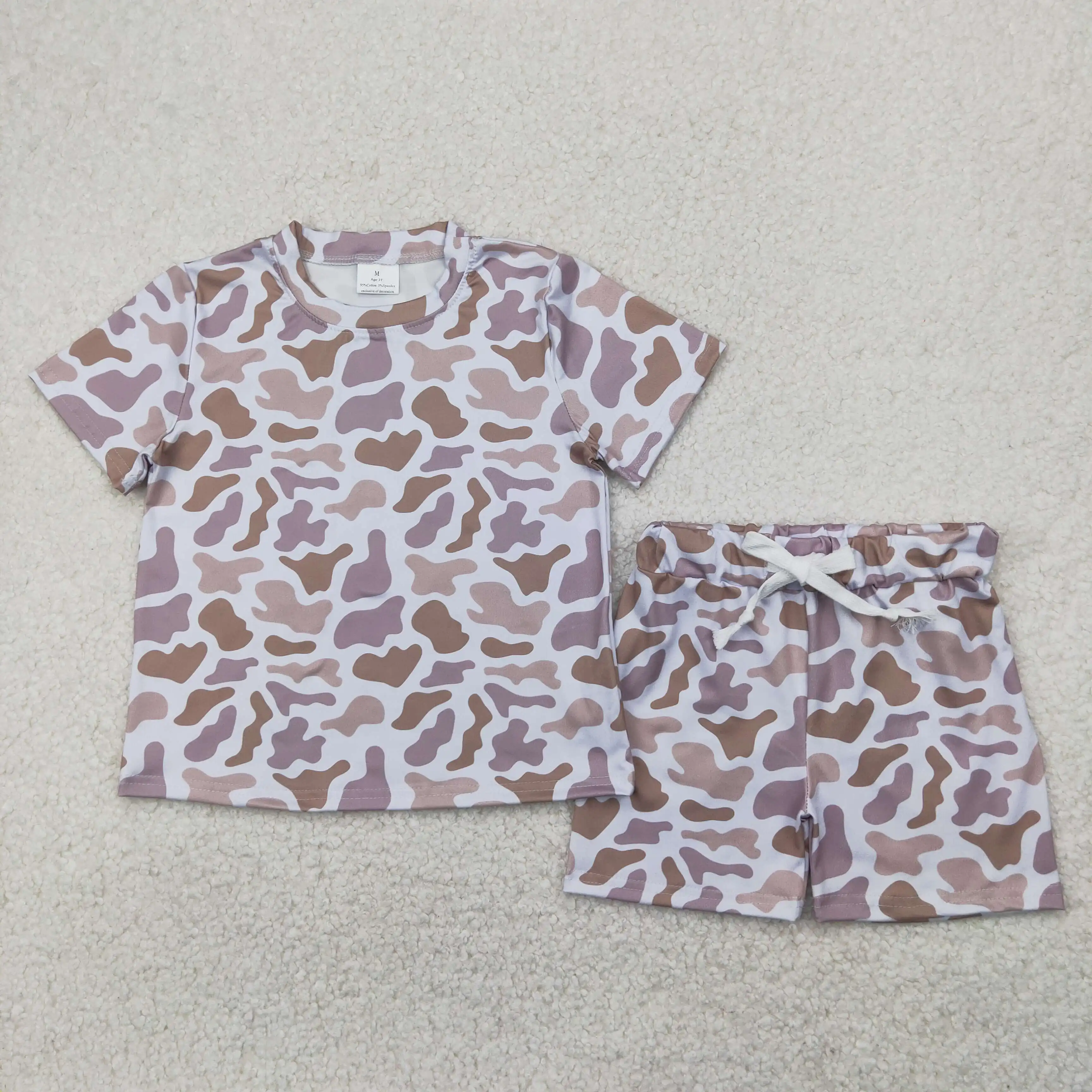 

RTS Camo Design Short Sleeve Tee Shirts Top Shorts Wholesale Boutique Baby Boys Grey Camouflage Shirt Shorts Outfits Clothes Set