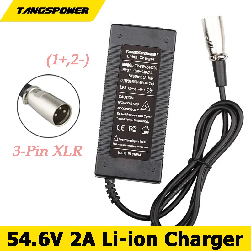 

54.6V 2A Lithium Battery Charger For 13S 48V Li-ion Battery Charger with 3-Pin XLR Plug High Quality