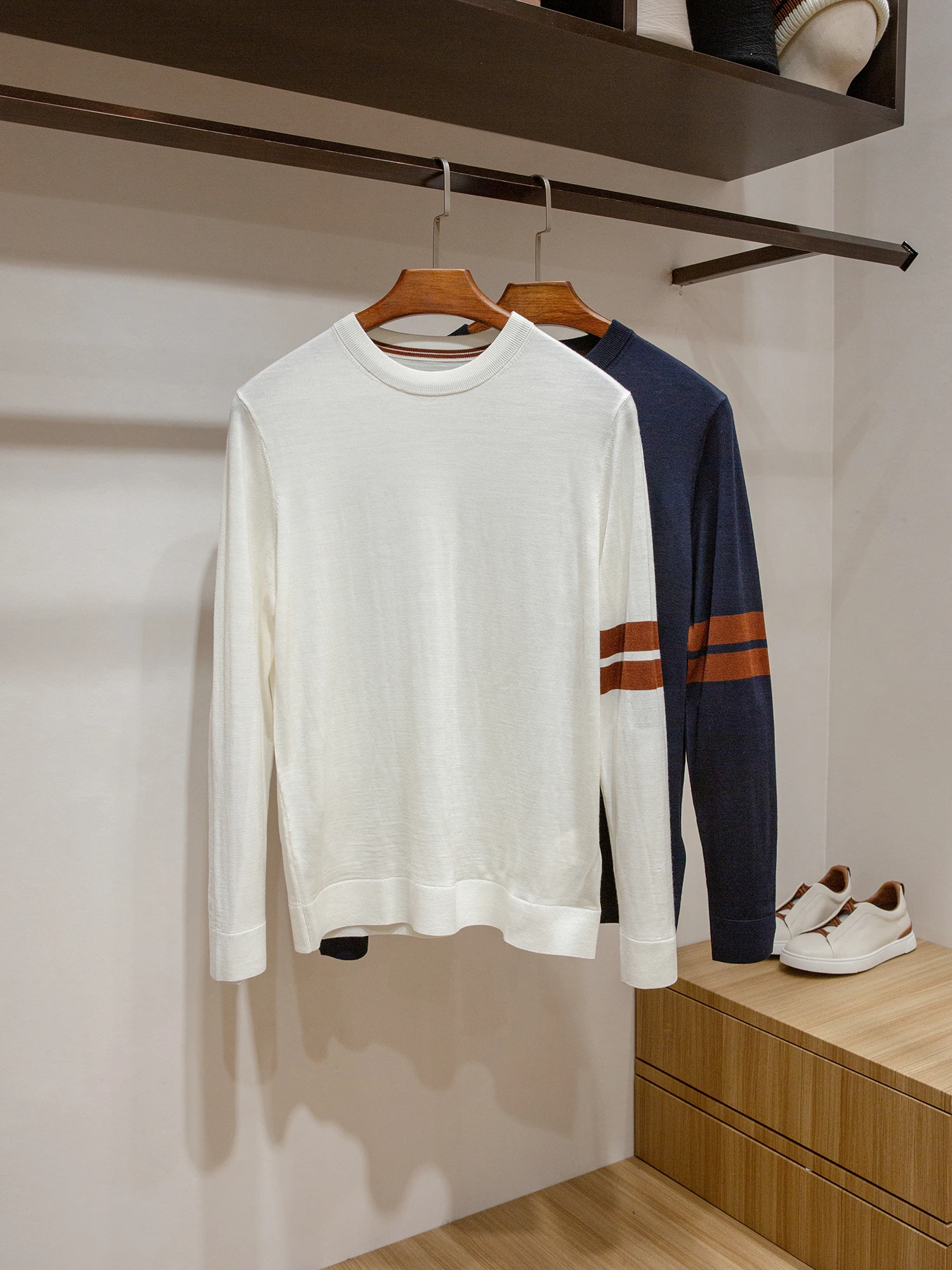 

Классический мужской свитер из 100% шерсти с длинным рукавом и круглым вырезом, вязаный, мягкий, повседневный, модный, теплый, дышащий