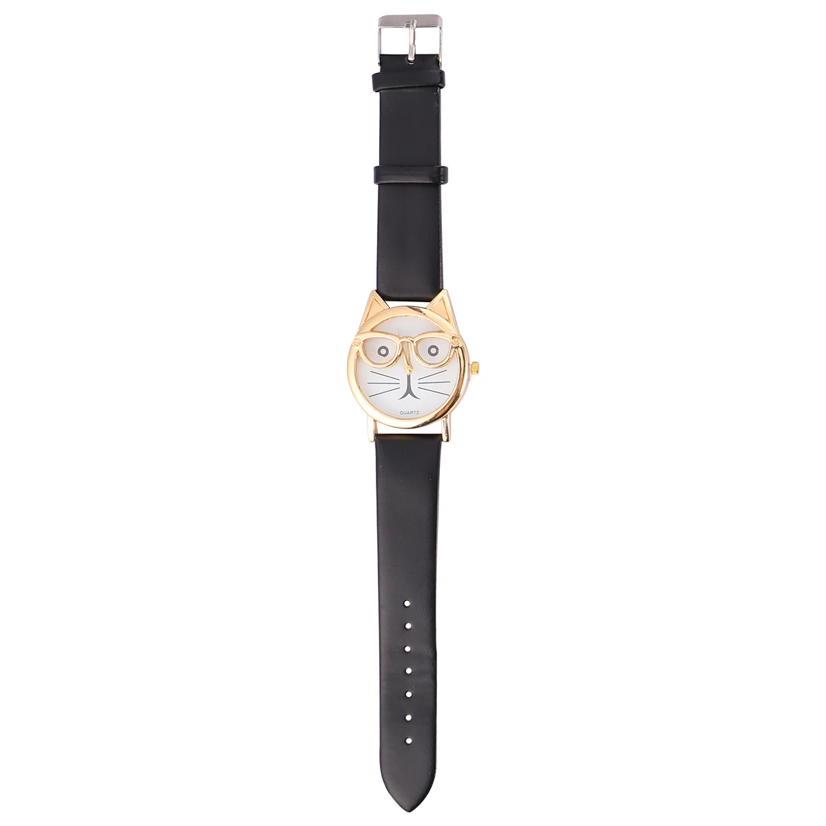 

Cartoon Children Face Design Strap Kids Creative Quartz Wristwatch Black Splash Resistant Durable Comfortable