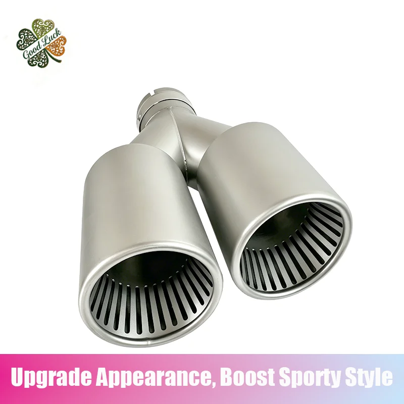 1PC No Logo stainless steel car exhaust pipe, one-in-two-out straight-through Y-type car cutting-edge car exhaust 63mm