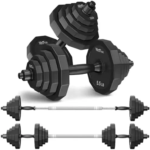 Weights Dumbbells Set, Adjustable Dumbbell Sets 22Lbs 44Lbs 66Lbs 88Lbs with Solid Steel, Barbell Free Weight Set with Connector