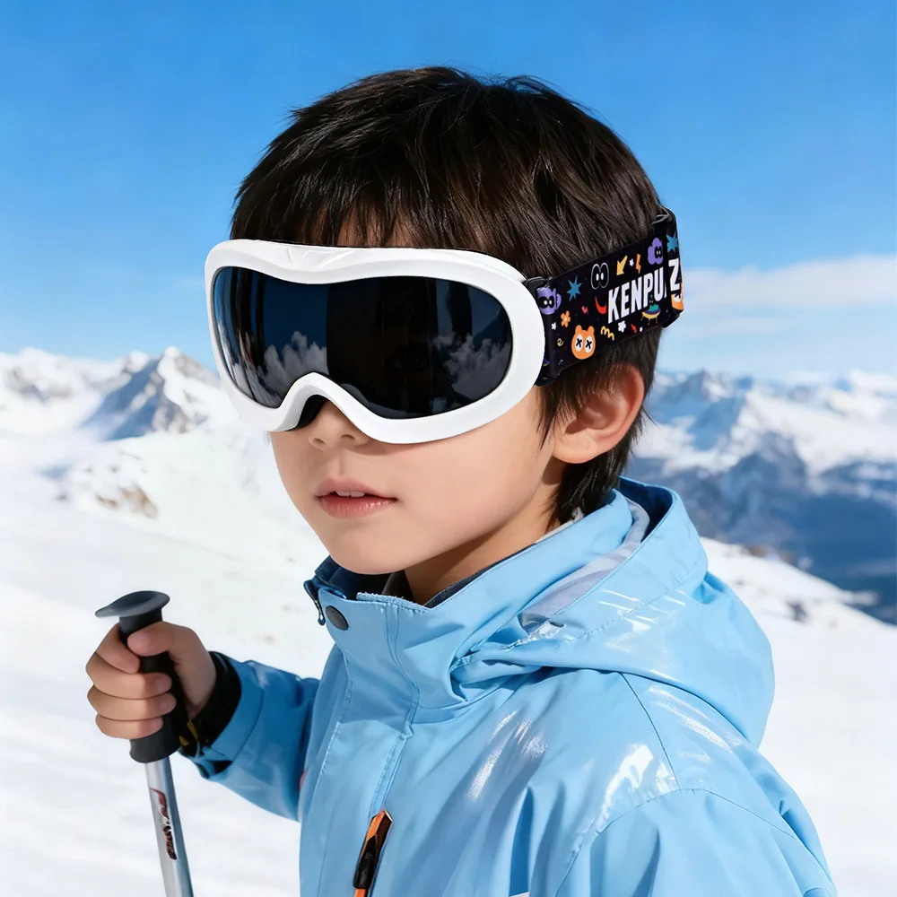 

Outdoor Kids Sports Double Layer Ski Goggles Mask Anti-Fog Adjustable Mirror Strap Snow Glasses Snowboard Skiing Eyewear