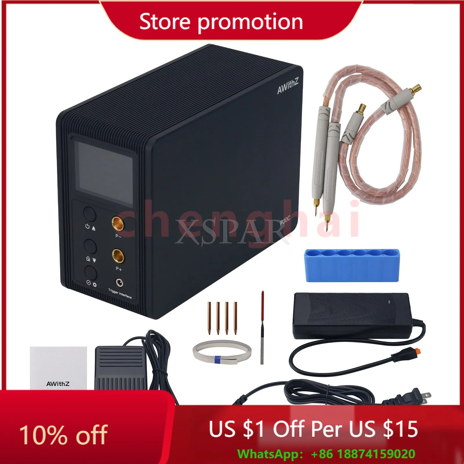 

AWithZ P30C 21.8KW Spot Welder Energy Storage Spot Welding Machine 2.4in Display