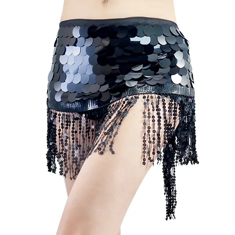 Comfortable Casual Belly Dance Waist Chain Sequined Fringed Hip Towel Belly Dance Costume Indian Dance Waist Dress
