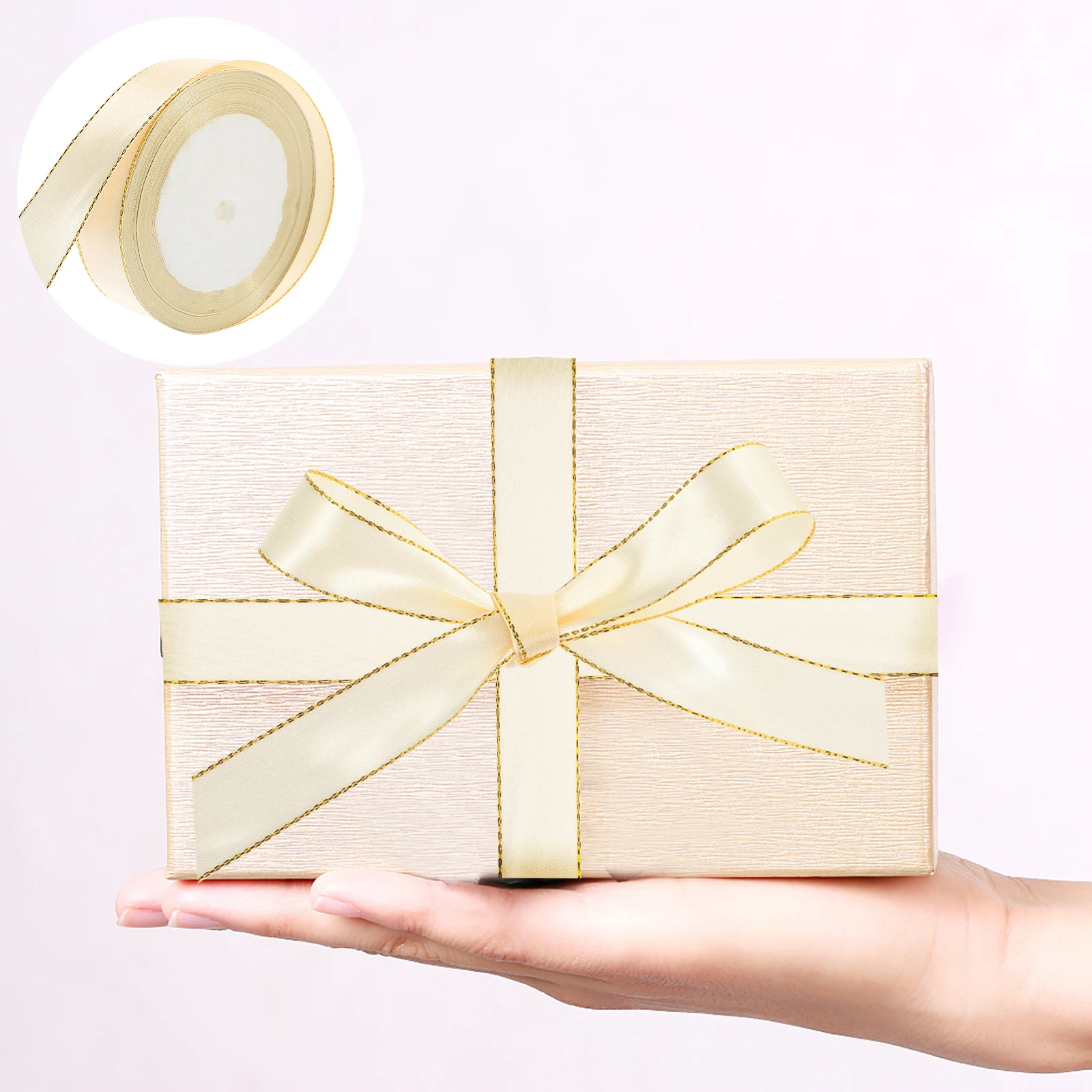 

1 Roll Gold Edge Decorative Polyester Ribbon for Gift Box Wrapping Cake Bouquet Hair Bow DIY Ribbons Gift Box Ribbon