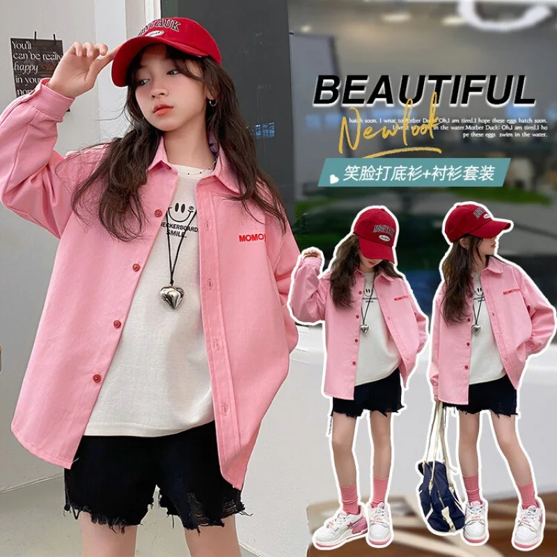 2024 Spring Soft Denim Coat Girl 2024 Cherry Blossom Honey Peach Cotton Wash Water Letter Embroidery Medium Length