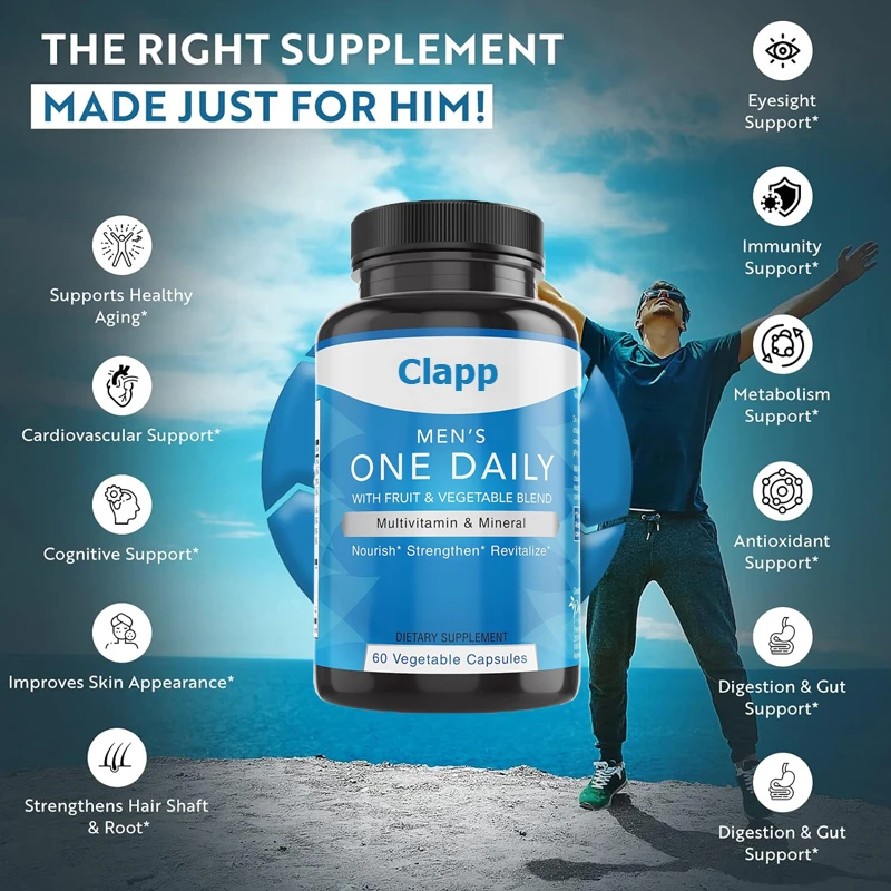 

Men's Daily Multivitamins, Containing Non Genetically Modified Ingredients, Vitamins and Minerals, 60 Vegetarian Capsules