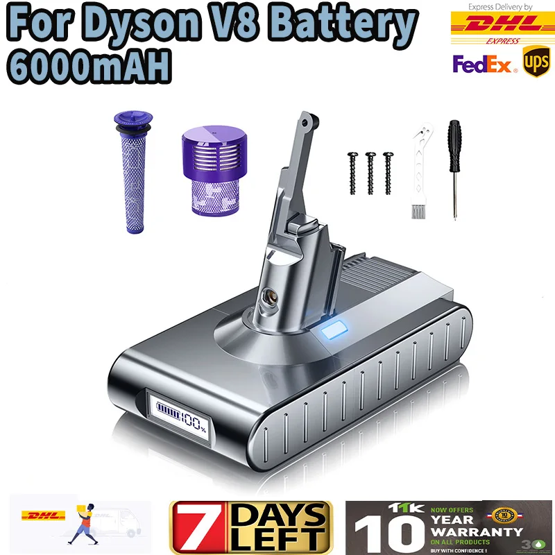 21.6V Per Dyson V8 6000mAh Batteria 21700 Cell V8 Assoluto Aspirapolvere Palmare Per Dyson V8 SV10 Batteria Ricaricabile