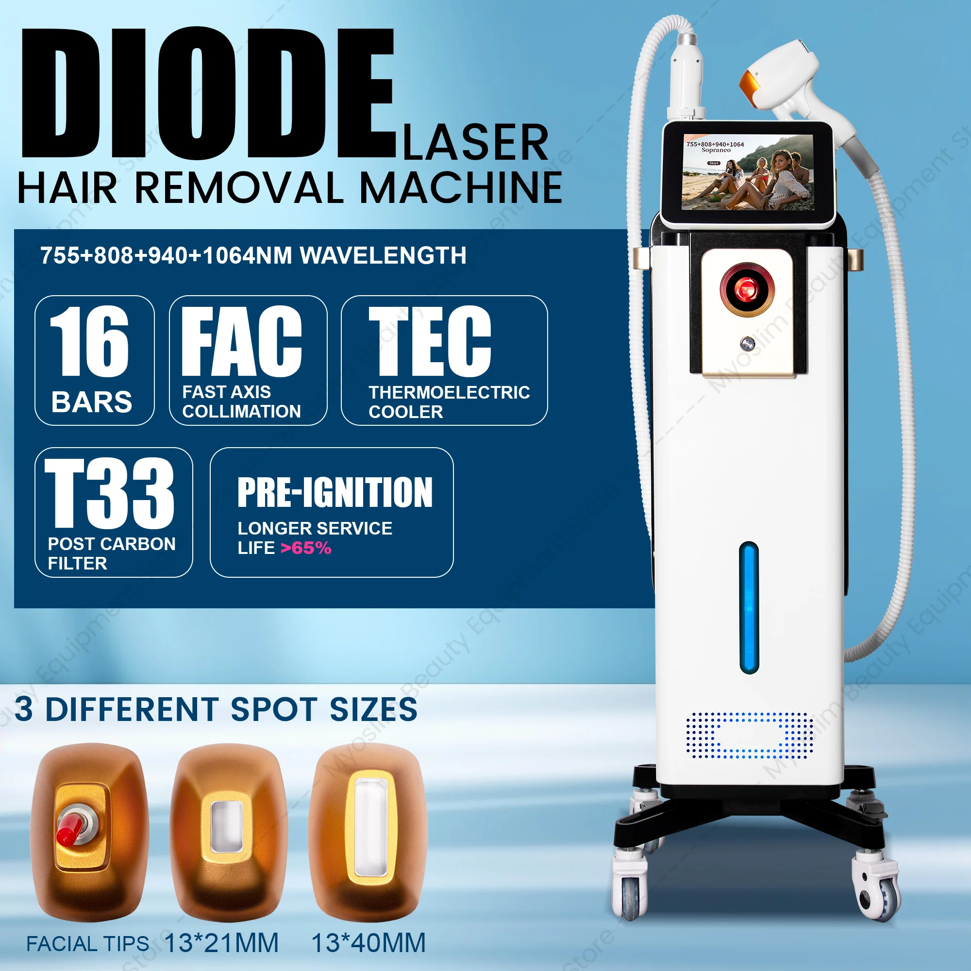 4 Wavelengths  Pico Tattoo Removal Machine  755nm  FAC Collimation Ice Cooling System Foldable Touch