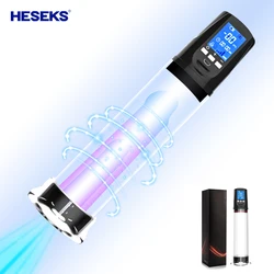 HESEKS Electric Penis Pump LCD Men Male Masturbator Vacuum Penis Enlargement Extend Pump Penis Enlarge Air Pressure Device 18+