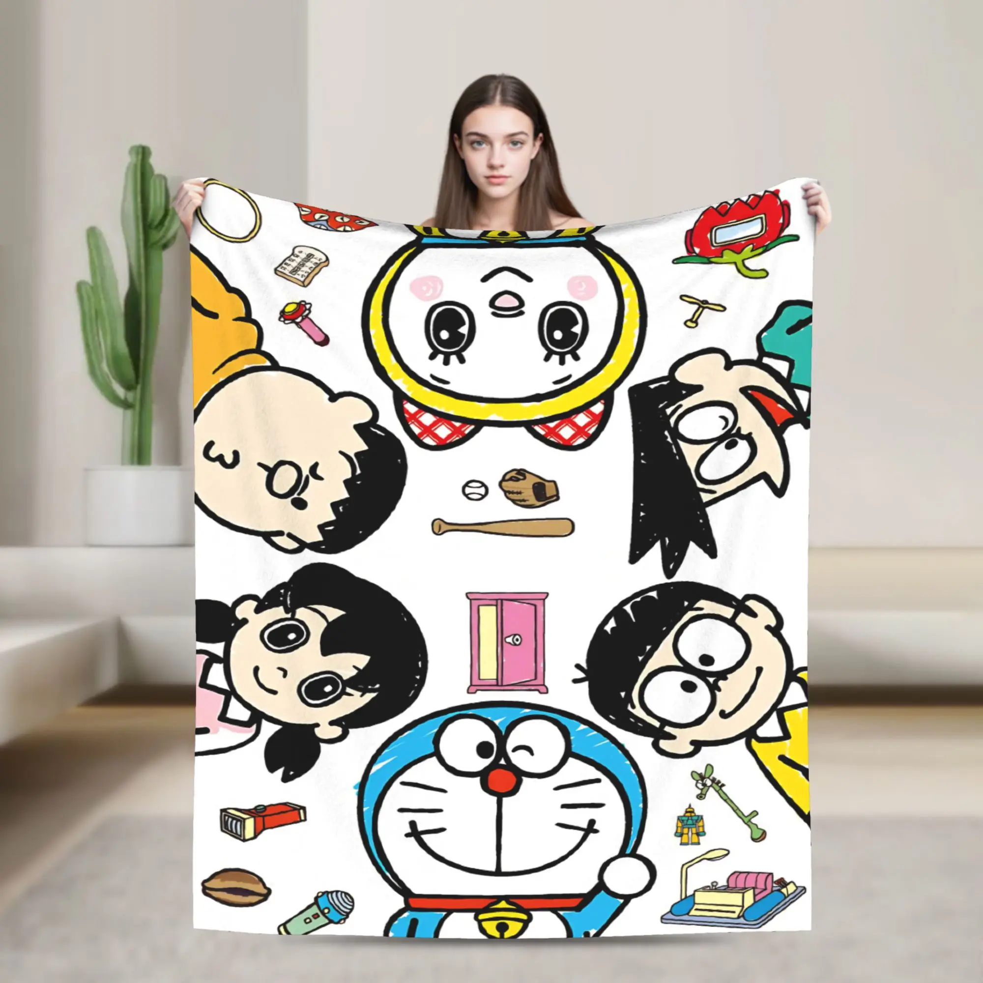 D-Doraemons Anime Cat Blanket Fleece  Soft Throw Blankets for Home Couch Bedroom Quilt