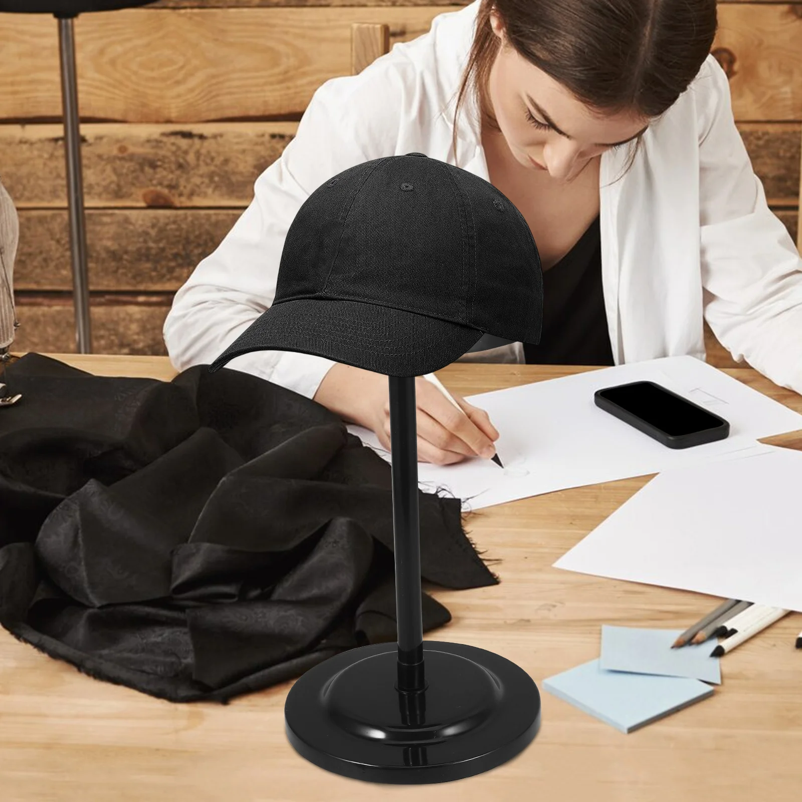 

Adjustable Black Head Model Stand for Hat Display Retail Store Vendors Rack Telescopic Hatform Holder Baseball Cap Stand