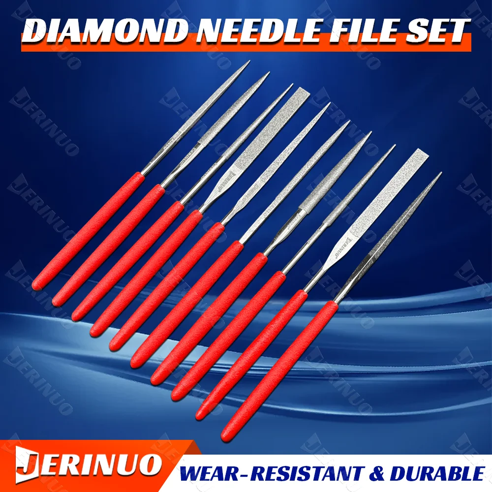 Jerinuo Diamond Needle File Set 3X140Mm/5X180Mm Mini Needle File Kit, Suitable for Metal, Wood, Ceramics, Glass, Stone Crafts, Hand Carving Tools