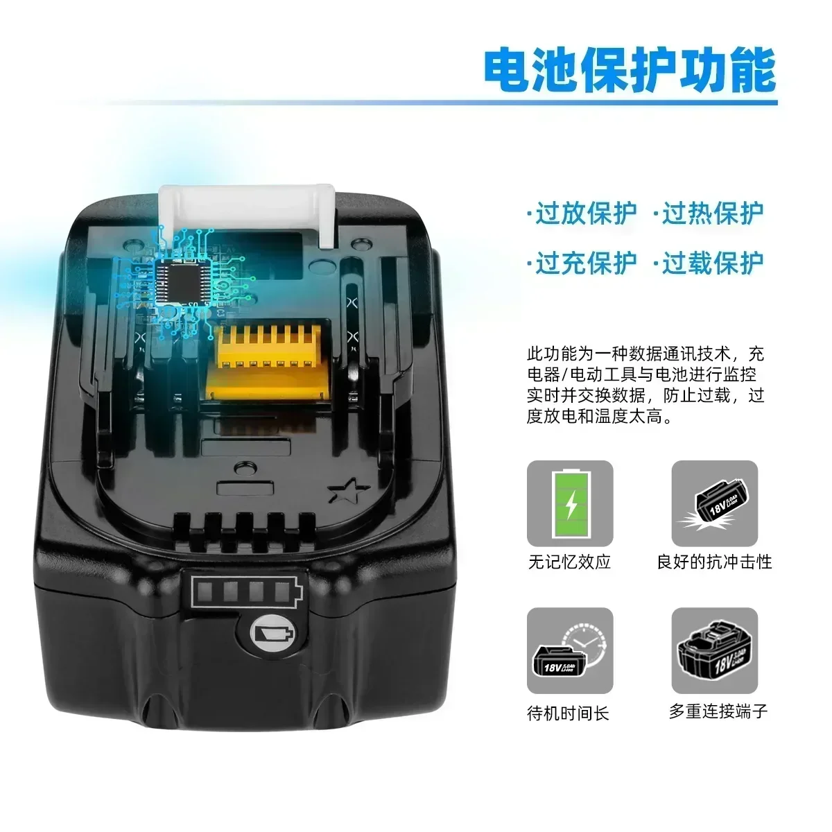 YE for Makita 18V Battery 6000mAh Rechargeable Power Tools Battery 18V makita with LED Li-ion Replacement LXT BL1860B BL1860 BL1