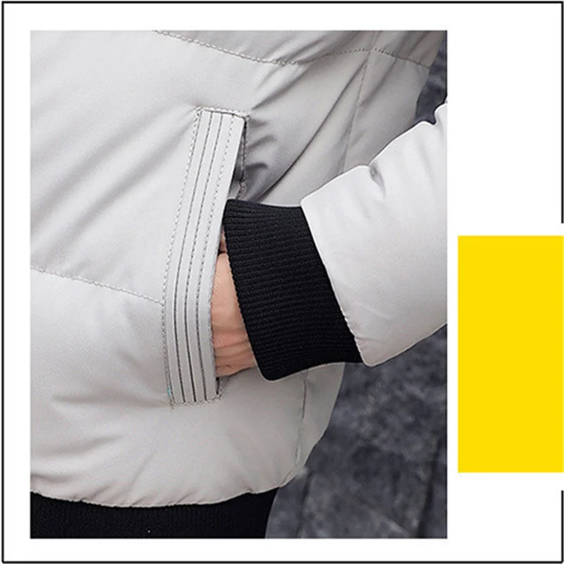 เสื้อแจ็คเก็ตผ้าฝ้ายคอตั้งสำหรับผู้ชาย ฤดูใบไม้ร่วงและฤดูหนาว แบบมีซิป สไตล์เกาหลี หนา อุ่น